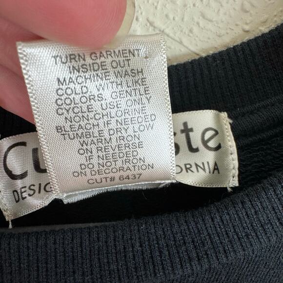 Cut & Paste Black Floral Astrology Planets Cropped Pullover Sweatshirt Size M - Picture 5 of 6